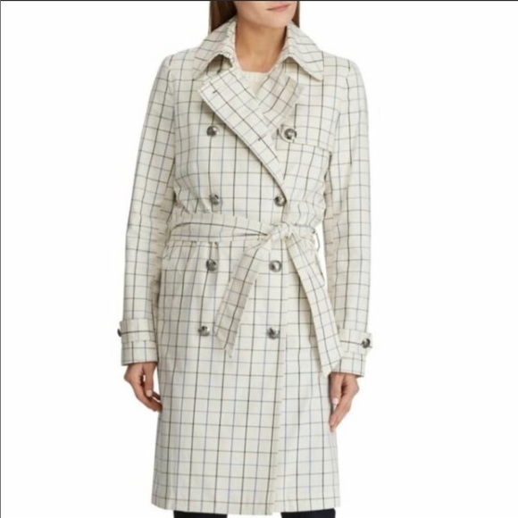 Lauren Ralph Lauren Jackets & Blazers - Lauren Ralph Lauren Tattersall Cotton Trench Coat